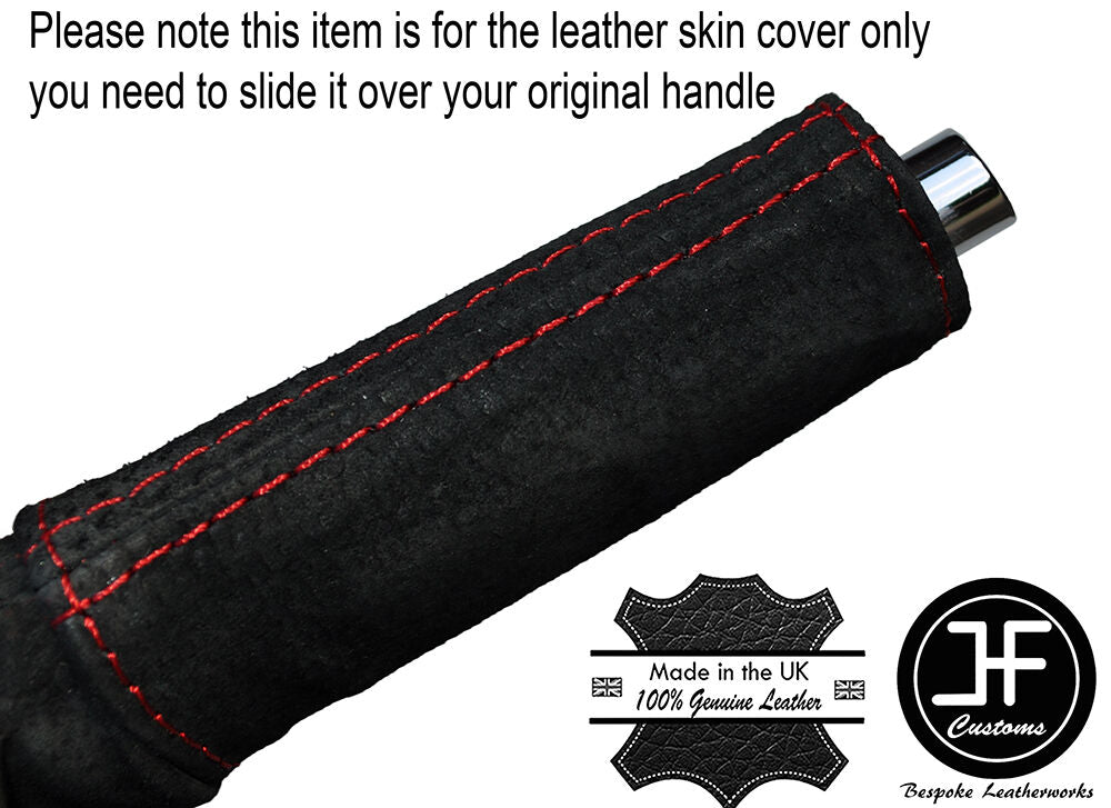 RED STITCH E BRAKE HANDBRAKE HANDLE SUEDE COVER FITS FORD MUSTANG 2015-2017