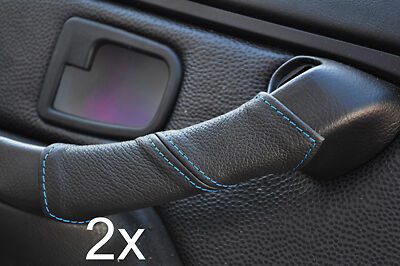 FITS BMW Z3 1995-2003 blue stitch 2X DOOR HANDLE LEATHER COVERS CUSTOM NEW