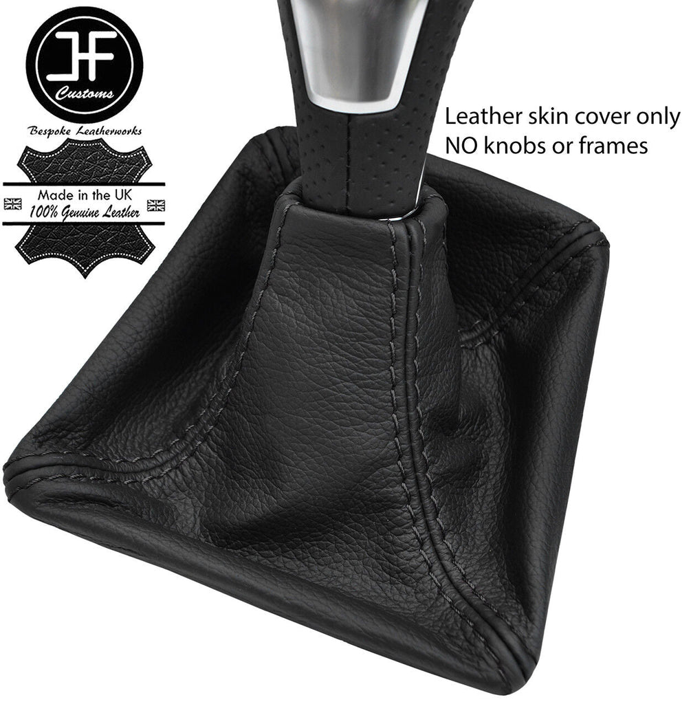 BLACK STITCH TOP GRAIN LEATHER GEAR GAITER FOR MERCEDES CLA CLASS 2013-2018