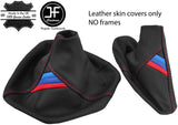 RED STITCH TRI STRIPES REAL LEATHER GAITER SET FOR BMW 5 SERIES E39 1995-2003