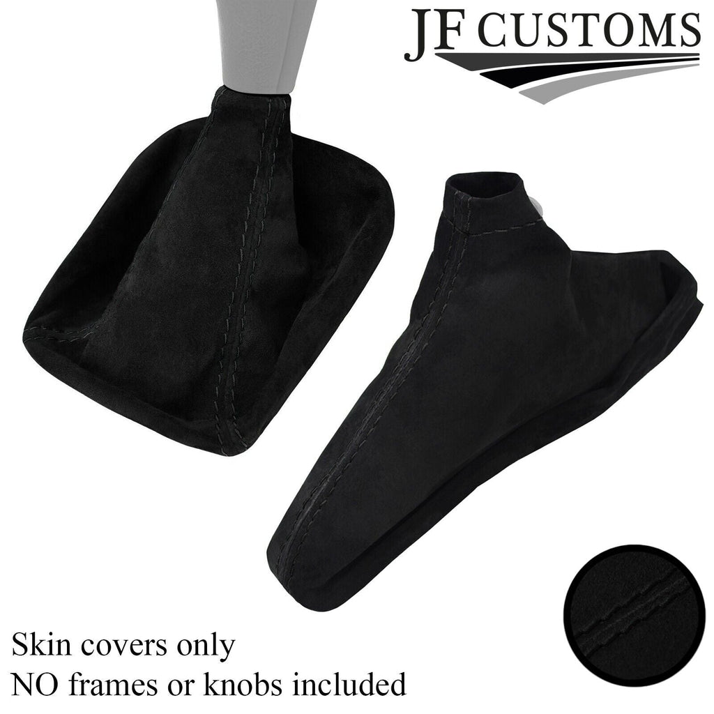 BLACK STITCHING SUEDE HANDBRAKE+ GEAR GAITER SET FITS SUBARU IMPREZA 05-07