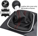 RED STITCHING TOP GRAIN LEATHER MANUAL GEAR GAITER FITS AUDI A3 8P 2004-2012