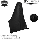 BLACK LEATHER FITS FORD FIESTA MK7  2008-2013 GEAR GAITER DOUBLE STITCHED