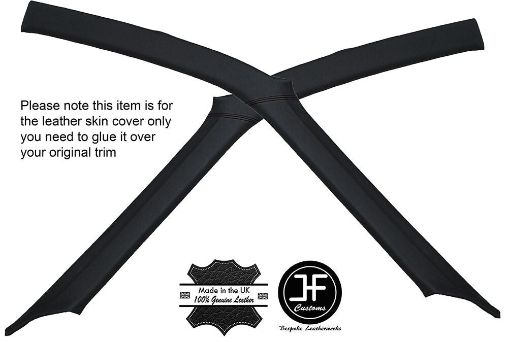 BLACK STITCHING 2X A POST PILLAR LEATHER COVERS FITS VW CORRADO 1988-1995