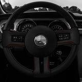 RED STITCH LEATHER COVERED STEERING WHEEL TRIMS+FRAMES FOR FORD MUSTANG 10-14