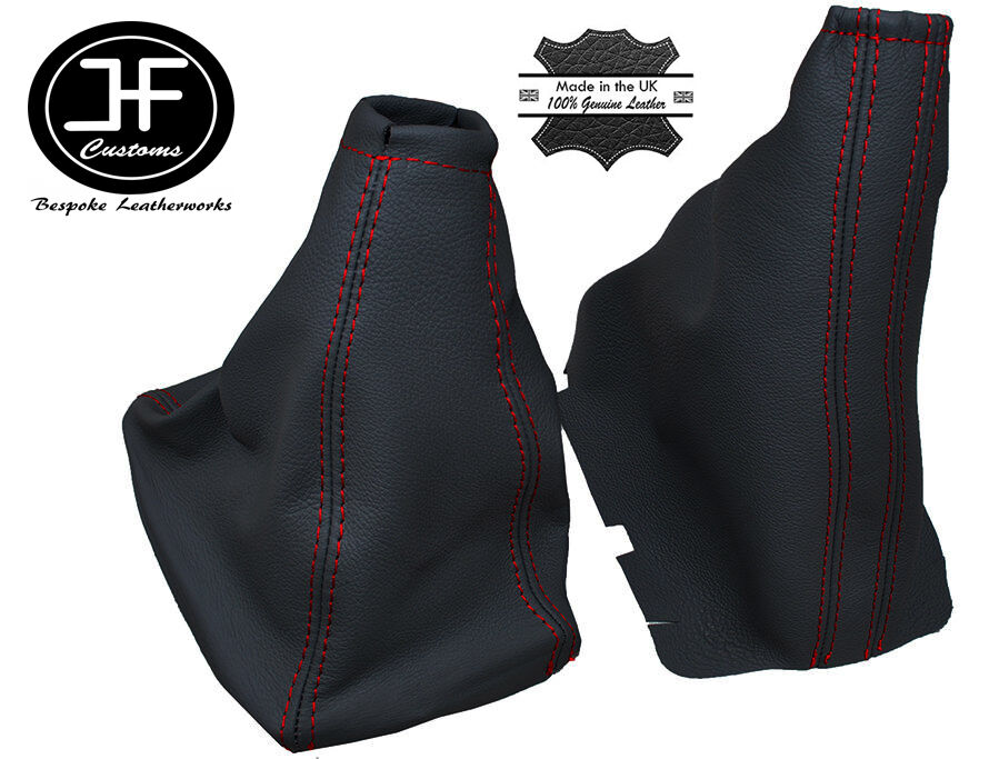 RED STITCH GRAPHITE LEATHER GAITER SET FITS VAUXHALL OPEL CORSA C MKII CUSTOM