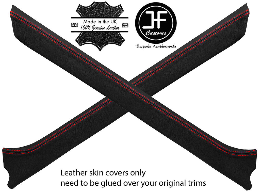 RED STITCH 2X A PILLAR REAL LEATHER COVERS FITS RANGE ROVER CLASSIC STYLE 2