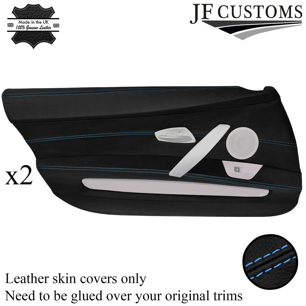 LIGHT BLUE STITCH 2X FULL FRONT DOOR CARD LEATHER COVERS FITS BMW Z4 E85 03-09