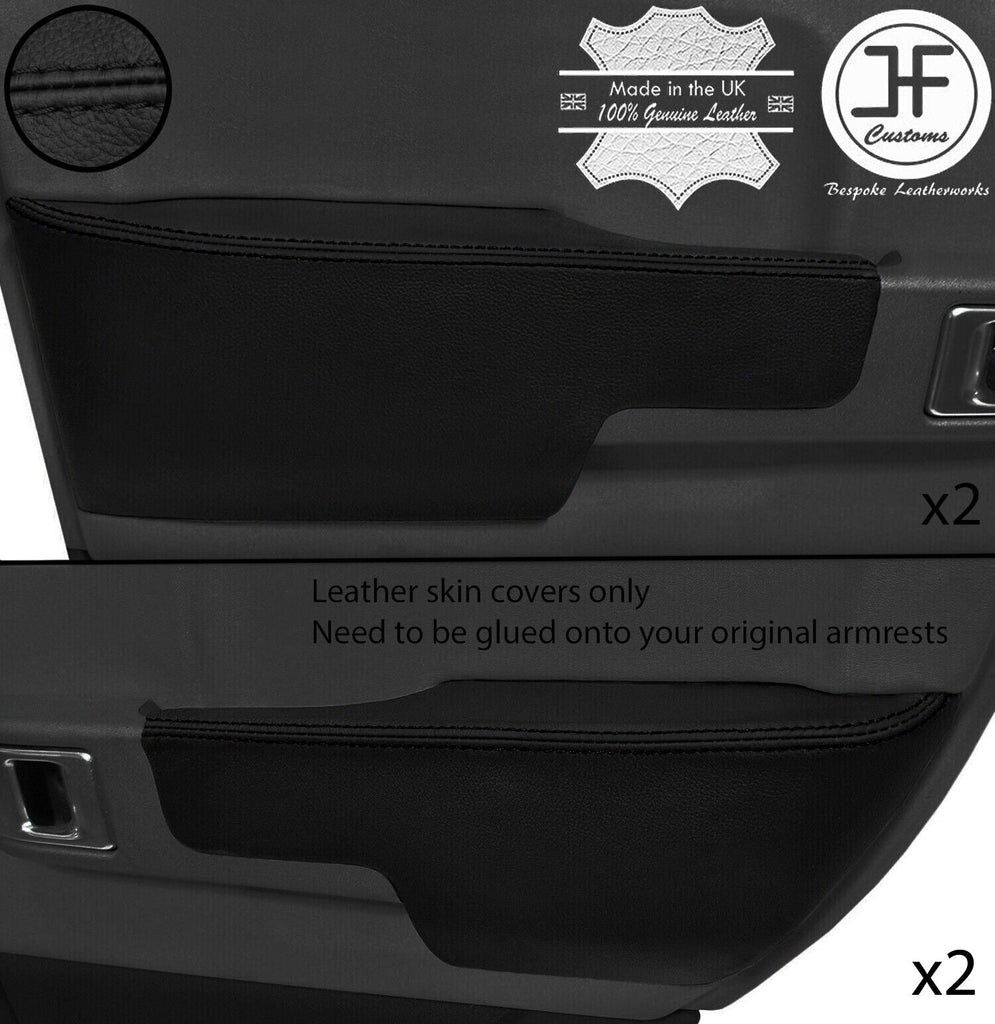 BLACK STITCH 4X LEATHER DOOR ARMREST COVERS FOR RANGE ROVER VOGUE 2002-2006
