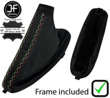 BLACK STICH ITALIAN CROSS HANDBRAKE GAITER+PLASTIC FRAME FOR ALFA ROMEO BRERA
