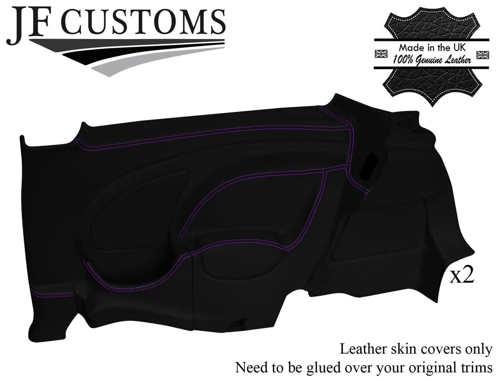 PURPLE STITCH LEATHER 2X REAR DOOR CARD COVERS FOR BMW MINI R50 R52 R53 01-06