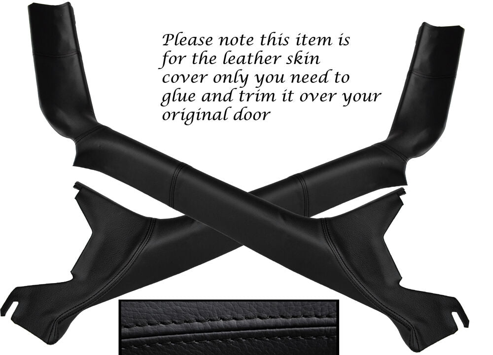 BLACK STITCH 2X A PILLAR LEATHER COVER FITS VW T4 TRANSPORTER CAMPER 1996-2003