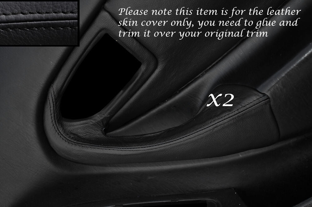 BLACK STITCH 2X FULL DOOR HANDLE LEATHER COVERS FITS TOYOTA CELICA MK6 94-98