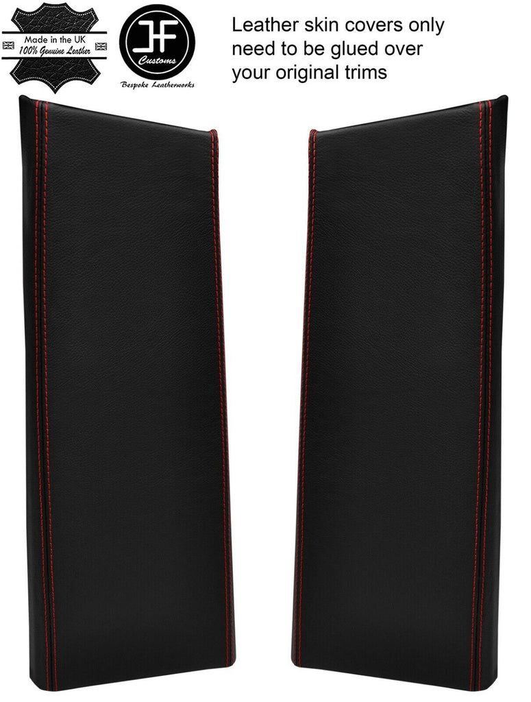 RED STITCH 2X LOWER B PILLAR LEATHER COVERS FOR LAND ROVER DISCOVERY 4 09-16