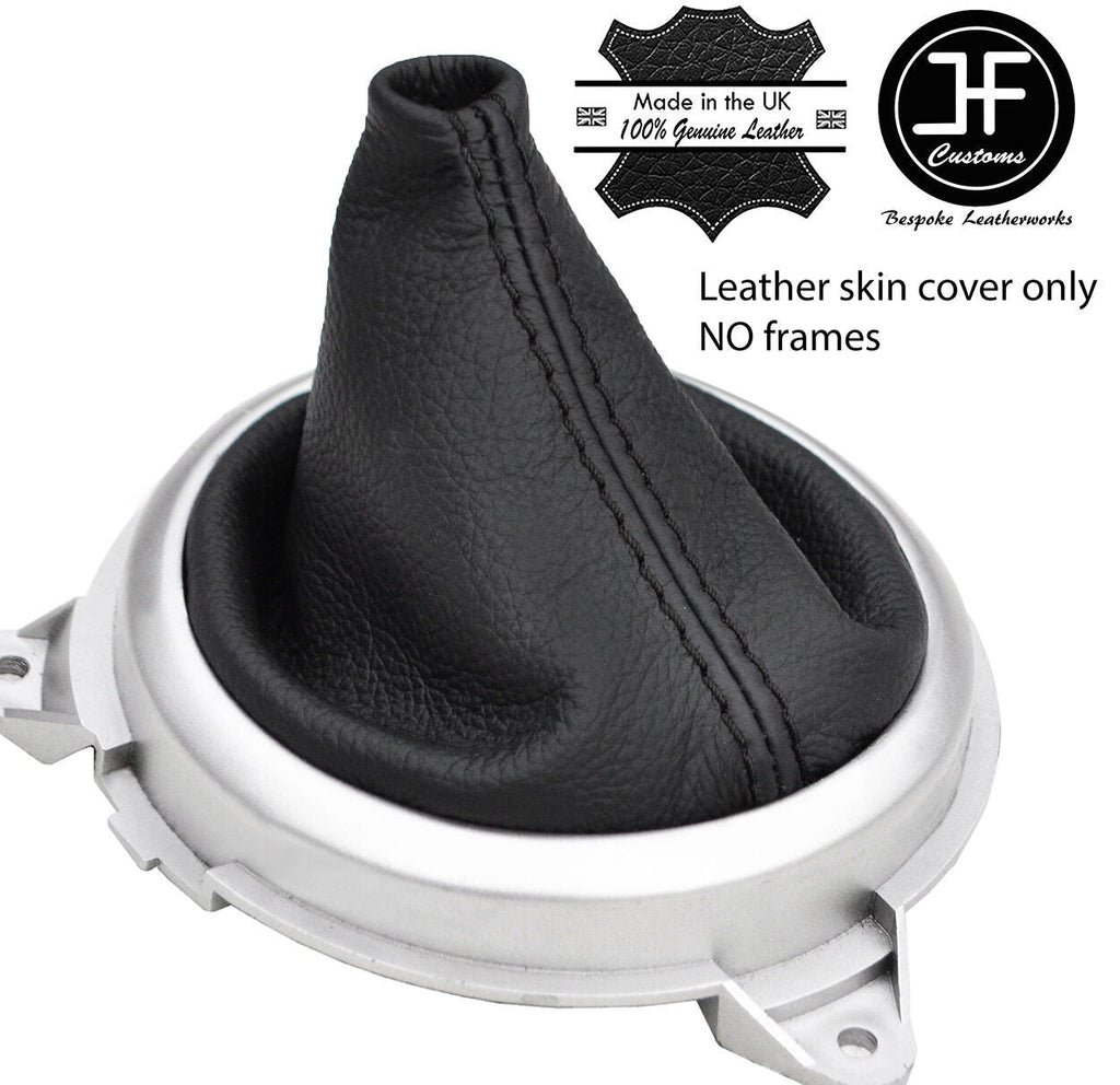 BLACK STITCHING TOP GRAIN LEATHER MANUAL GEAR GAITER FITS HONDA JAZZ 2002-2008