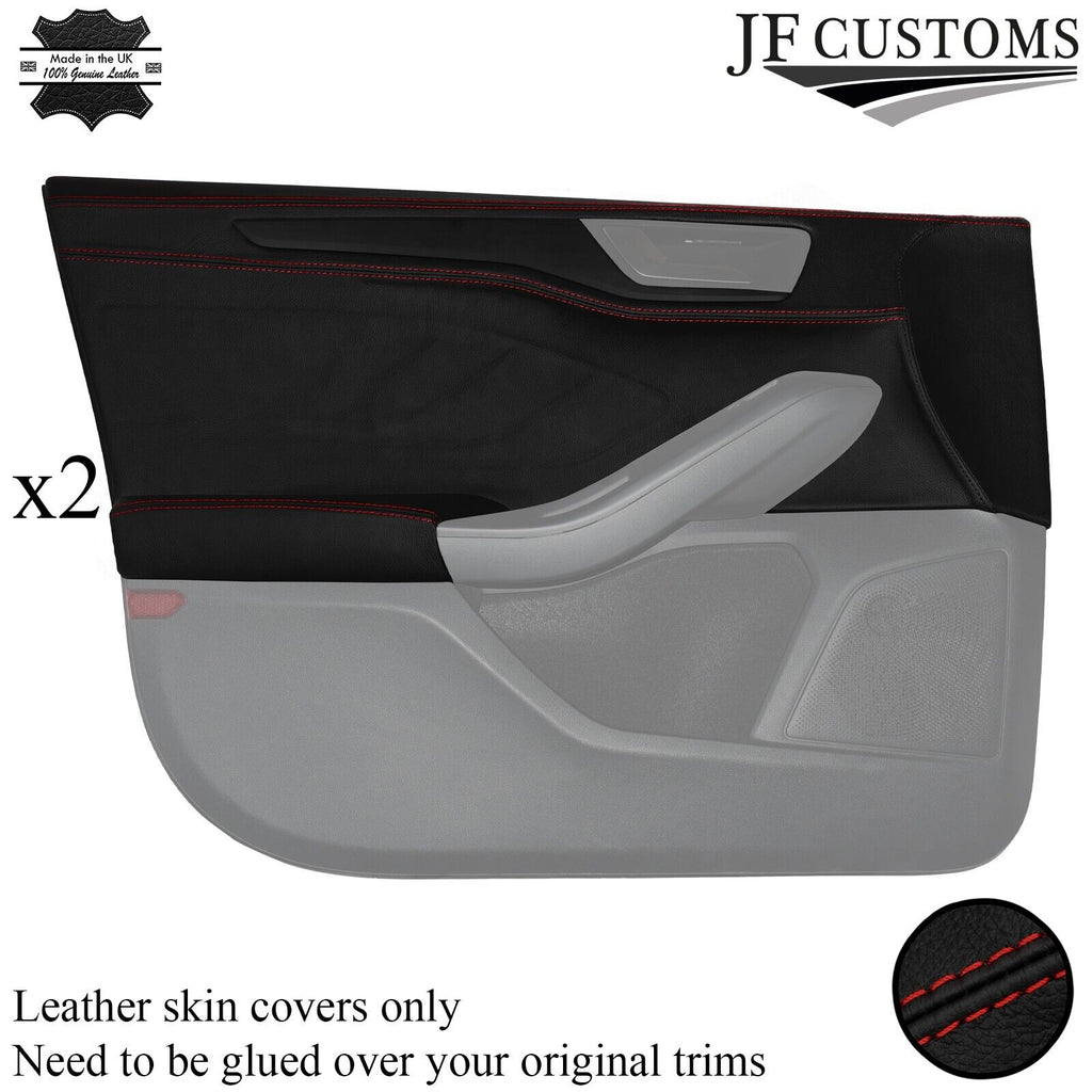 FOR FORD FOCUS MK4 18-20 D RED STITCH LEATHER 2XFULL FRONT DOOR CARD TRIM COVER