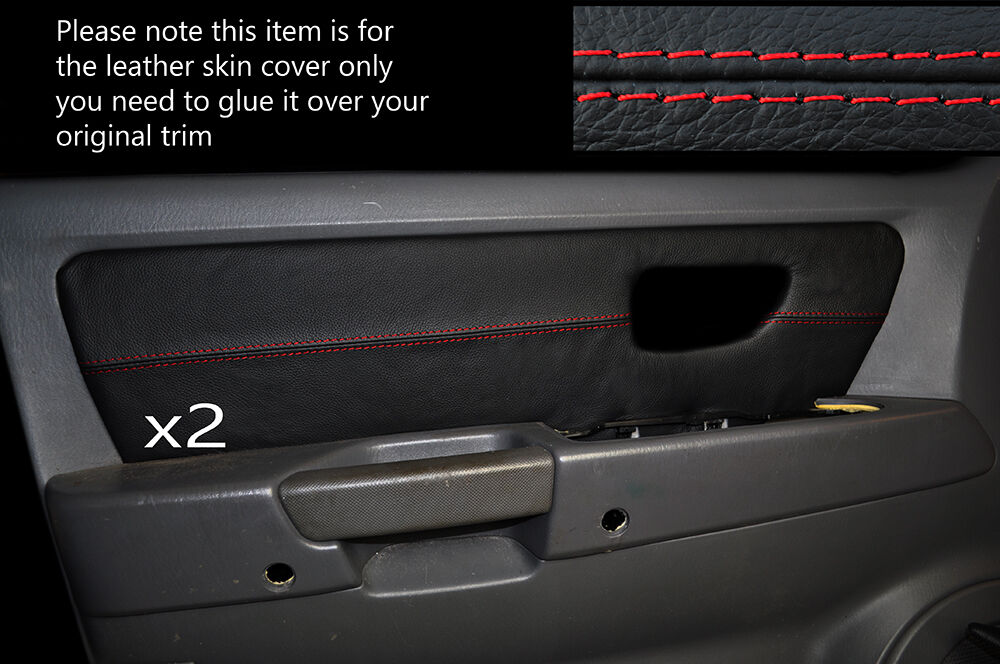 RED STITCH 2X FRONT DOOR CARD TRIM SKIN COVERS FITS HYUNDAI TERRACAN 01-06