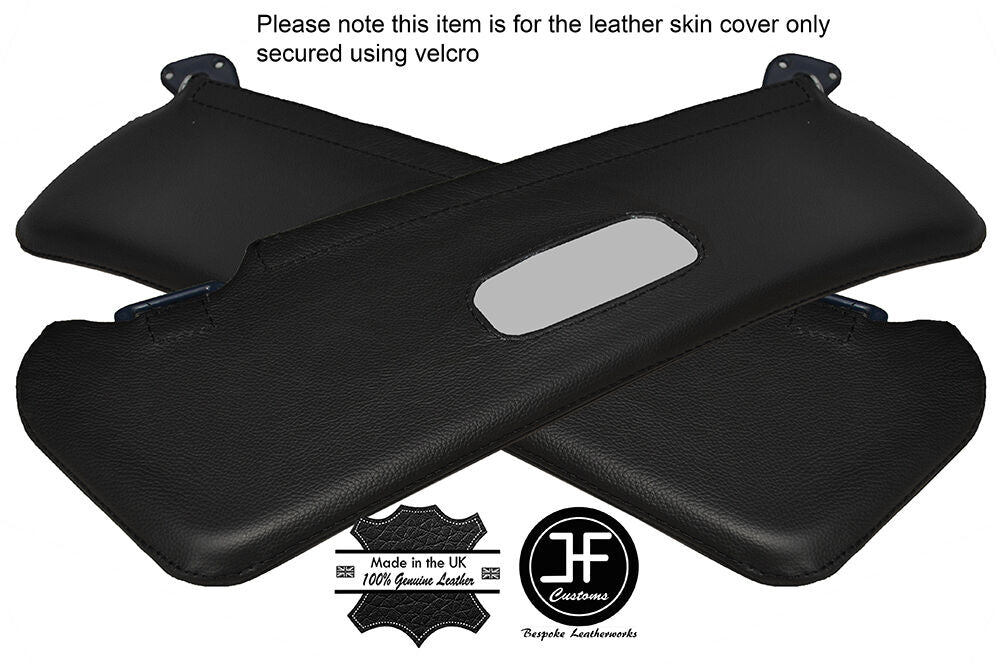 BLACK STITCHING 2X SUN VISORS LEATHER COVERS FITS MERCEDES S CLASS W116 72-80