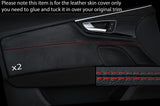 RED STITCH 2X FRONT DOOR CARD TRIM LEATHER SKIN COVERS FITS AUDI A7 2010-2015
