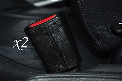 BLACK STITCH FITS BMW MINI ONE COOPER S 01-06 2X SEAT BELT STALK LEATHER COVERS