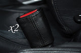 BLACK STITCH FITS BMW MINI ONE COOPER S 01-06 2X SEAT BELT STALK LEATHER COVERS