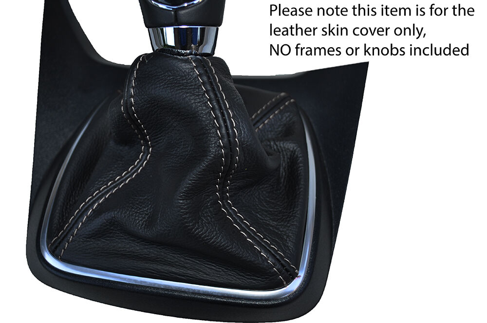 GREY STITCH MANUAL LEATHER SKIN GEAR GAITER FITS FORD GRAND C MAX C-MAX 11-15