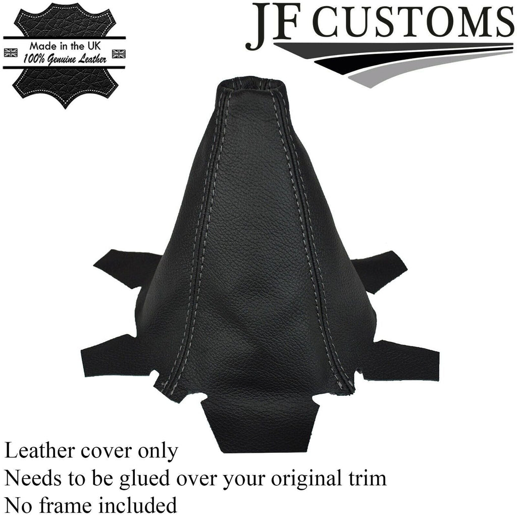 GREY STITCHING FOR HONDA JAZZ 2009-2014 BLACK LEATHER GEAR STICK GAITER COVER