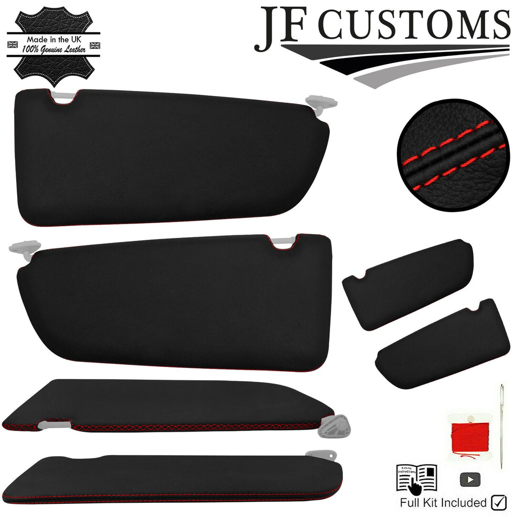 RED CROSS STITCH LEATHER 2X SUN VISOR COVERS FOR MERCEDES VITO VIANO 14-21