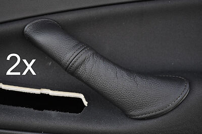 black stitch FITS FORD MONDEO MK4 07-11 2X FRONT DOOR HANDLE LEATHER COVERS