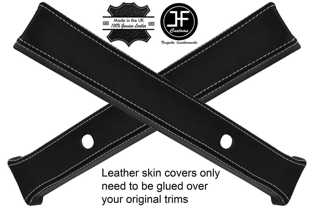 WHITE STITCH 2X B PILLAR LEATHER COVERS FITS LAND ROVER DEFENDER 110 CSW 83-17