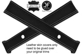 WHITE STITCH 2X B PILLAR LEATHER COVERS FITS LAND ROVER DEFENDER 110 CSW 83-17