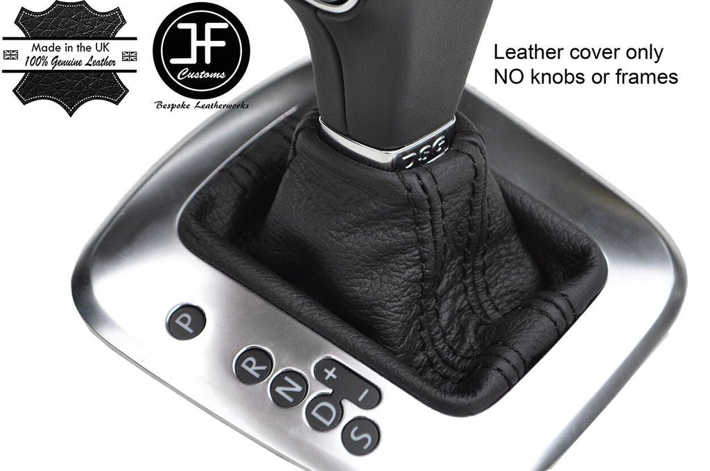 BLACK STITCH REAL LEATHER DSG AUTO AUTOMATIC GEAR GAITER FITS VW POLO 6R 09-14