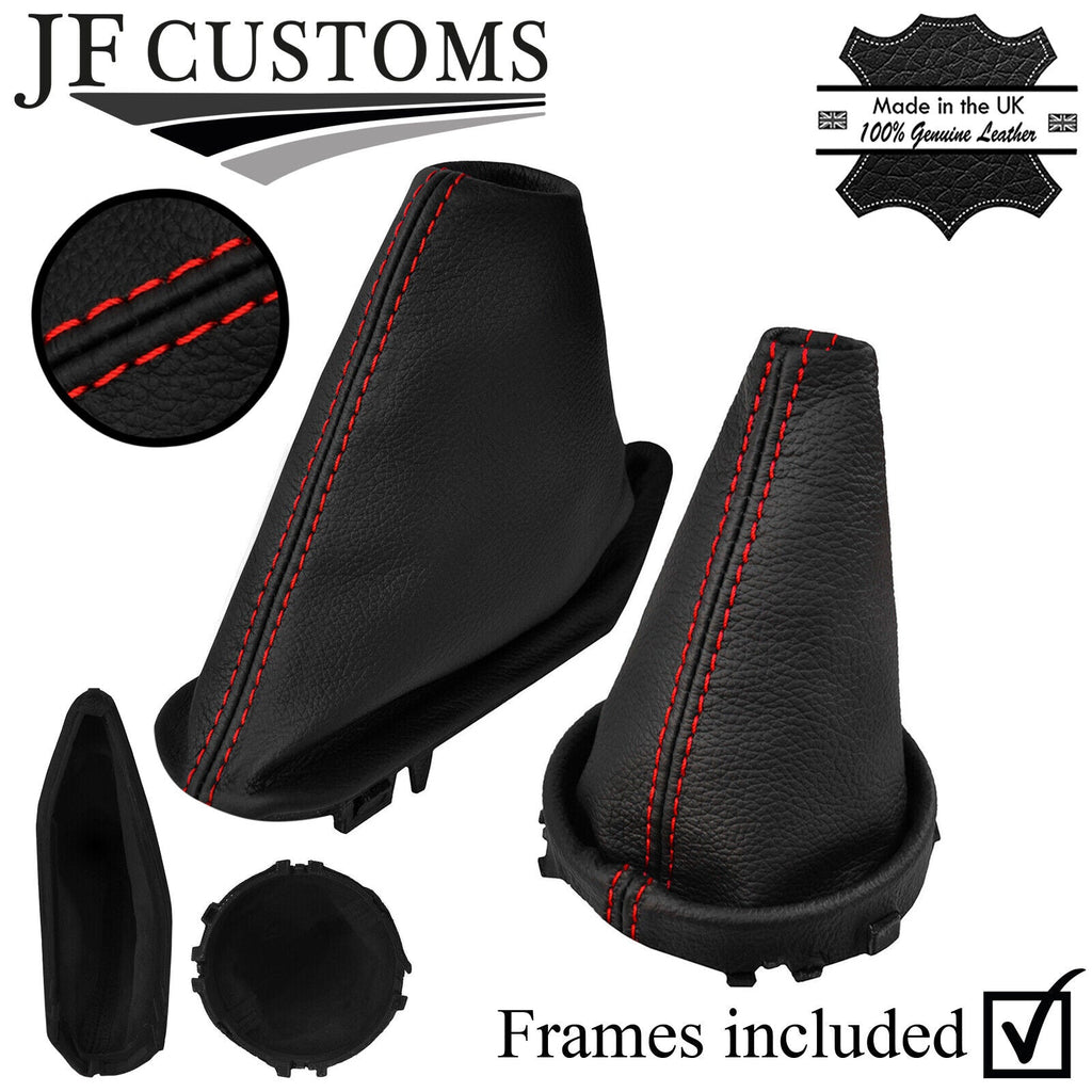 RED STITCH LEATHER GEAR HANDBRAKE GAITERS+PLASTIC FRAMES FOR MINI F55 F56 F57
