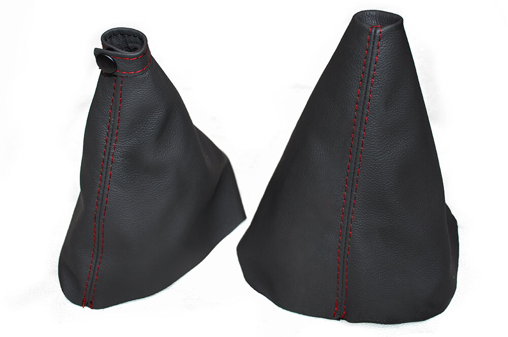 RED STICH CHARCOAL GREY LEATHER GEAR HANDBRAKE FITS RENAULT LAGUNA MK2 01-04