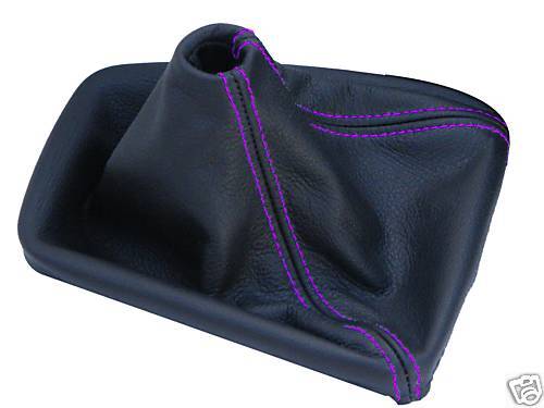 FITS BMW E36 LEATHER BLACK GEAR GAITER PURPLE STITCH NEW CUSTOM NEW MADE IN UK