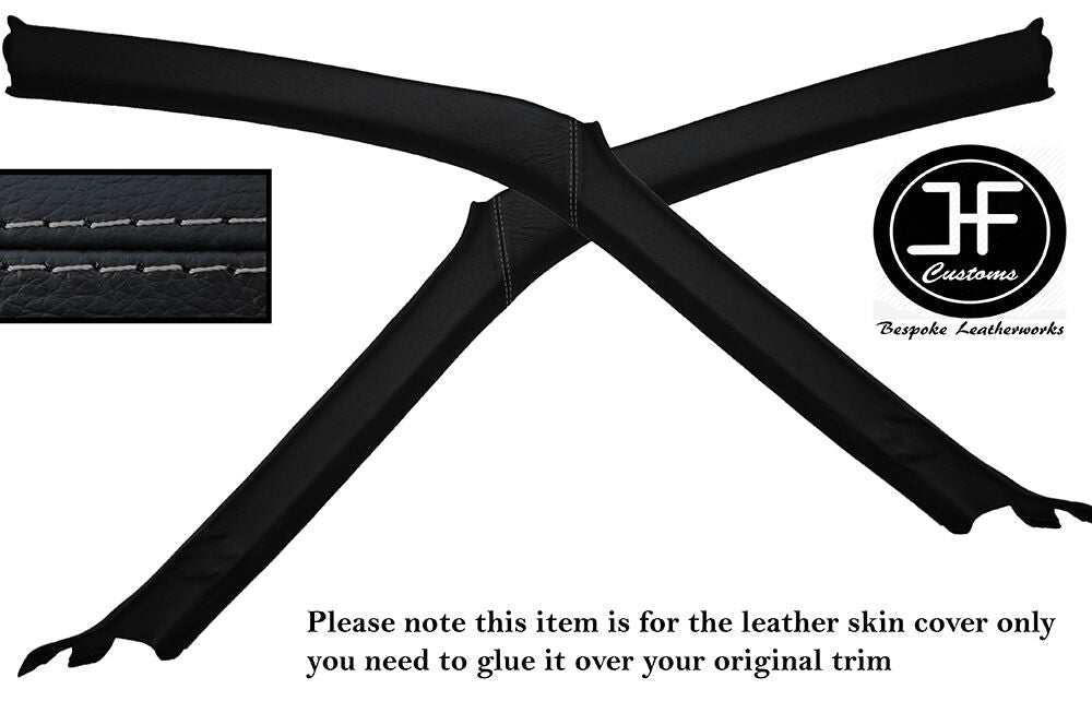 GREY STITCH 2X A POST PILLAR LEATHER SKIN COVERS FITS NISSAN S14 200SX 94-99