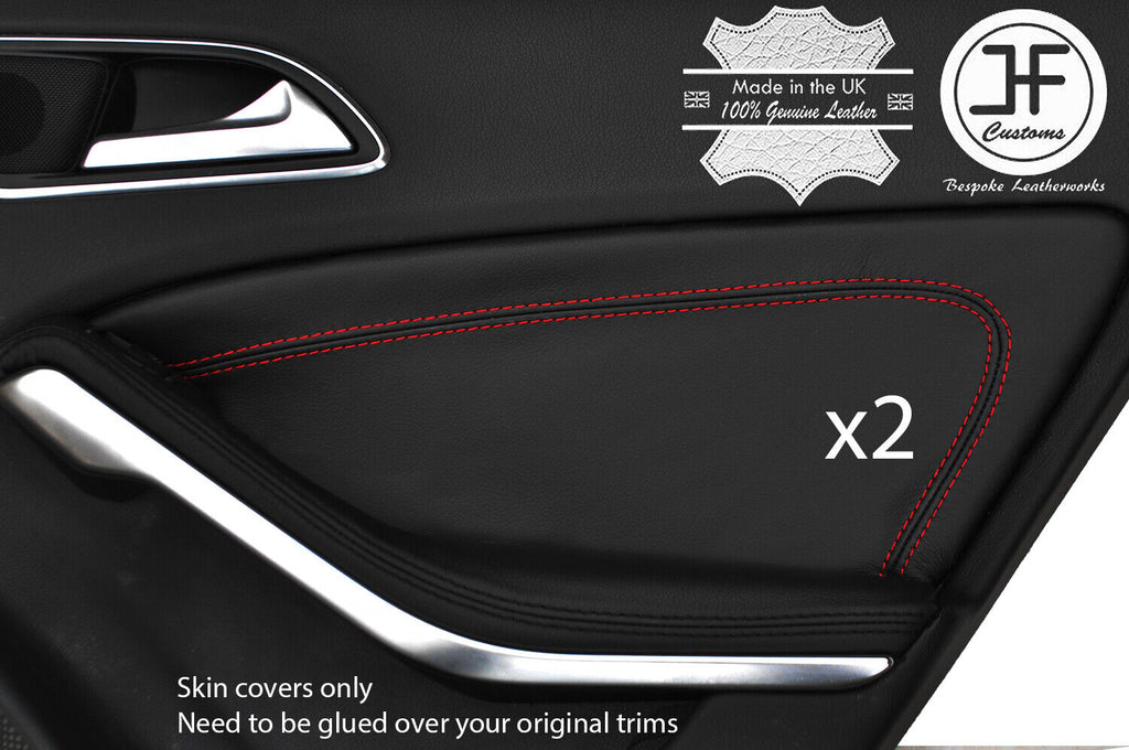 RED STITCH 2X REAR DOOR CARD TRIM LEATHER COVER FOR MERCEDES GLA CLASS 14-19