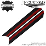 BLACK & D RED STRIPE ITALIAN LEATHER 2X A PILLAR COVERS FITS FORD MUSTANG 67-68