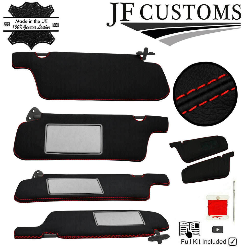 RED CROSS STITCH 2X SUN VISOR COVERS FOR NISSAN SKYLINE R34 GTR GT-T 99-02
