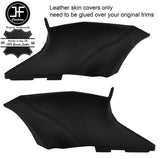 BLACK STITCH 2X REAR C PILLAR REAL LEATHER COVERS FITS TESLA MODEL S 12-16