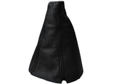 BLACK STITCH AUTO AUTOMATIC LEATHER GEAR GAITER FITS MITSUBISHI EVO 7 VII 01-03