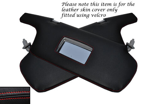 RED STITCH 2X SUN VISORS LEATHER SKIN COVERS FITS MAZDA 323F 1999-2003