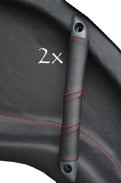 FITS SMART FORTWO 2 DOOR HANDLE COVERS red stitching CUSTOM NEW MADE IN UK