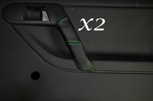 GREEN STITCH 2X REAR DOOR HANDLE SKIN COVERS FITS VW POLO MK5 6N2 1998-2001