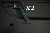 GREEN STITCH 2X REAR DOOR HANDLE SKIN COVERS FITS VW POLO MK5 6N2 1998-2001