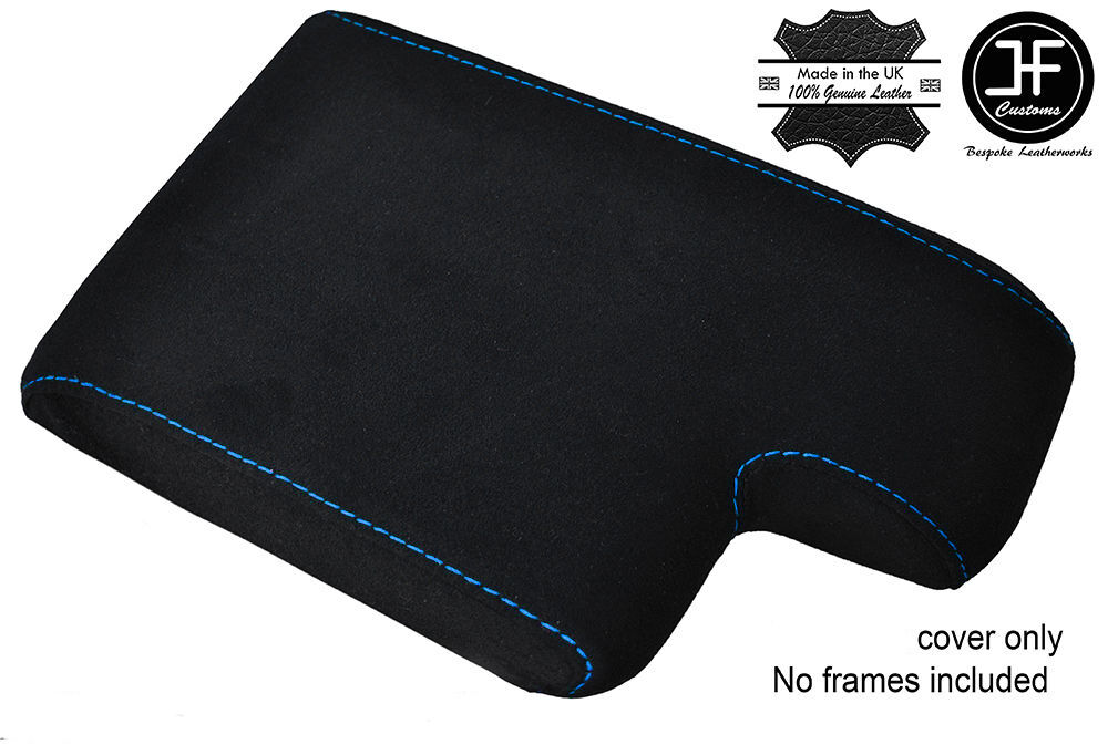 BLUE STITCH PU SUEDE ARMREST COVER FITS BMW 3 SERIES E46 1999-2005 CUSTOM NEW