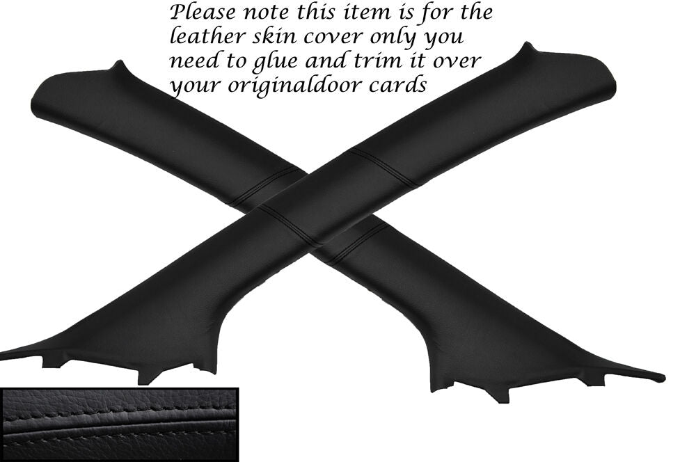 BLACK STITCH WINDSCREEN PILLAR LEATHER COVERS FITS HONDA CIVIC &TYPE R 01-05