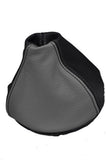 FITS FIAT 500  GEAR GAITER GENUINE LEATHER 07+ BLACK M GREY CUSTOM NEW