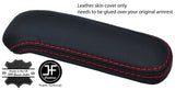 RED STITCHING TOP GRAIN REAL LEATHER ARMREST COVER FITS AUDI TT MK2 2007-2014