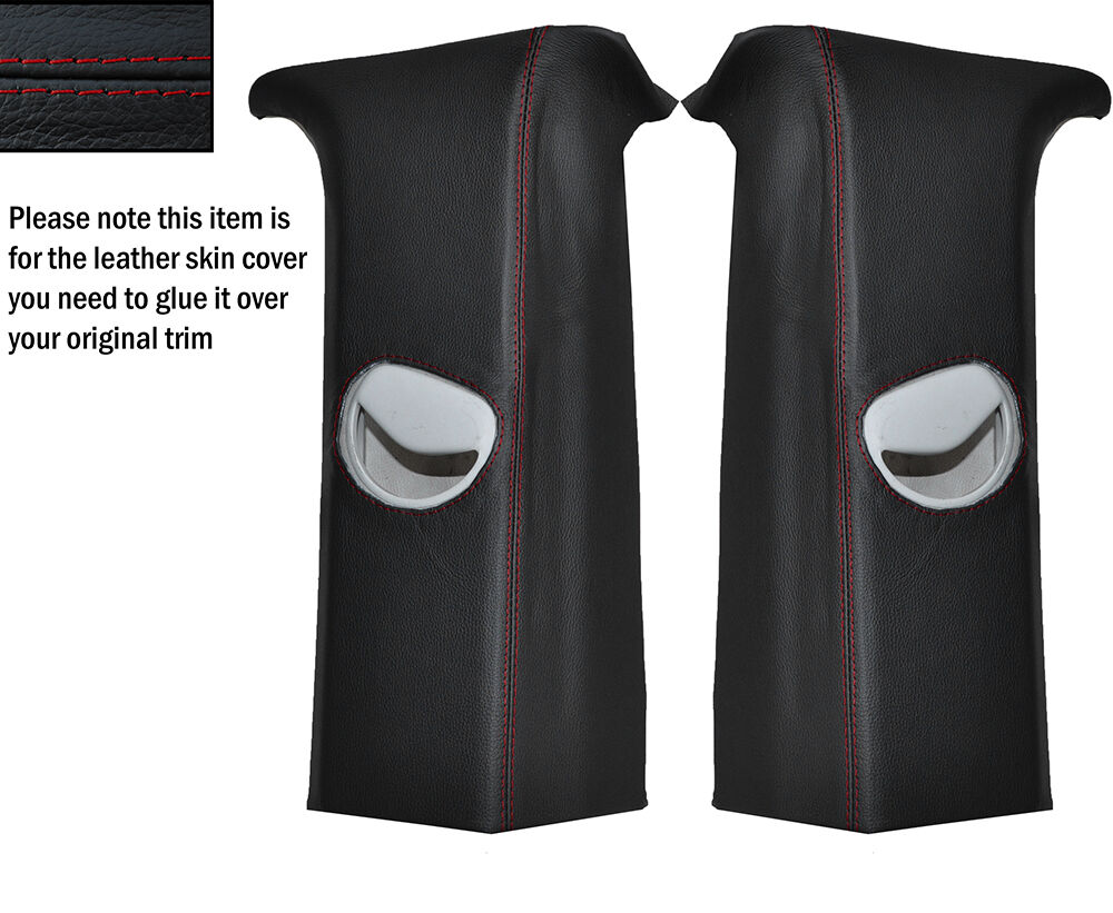 RED STITCH 2X C POST PILLARS SKIN COVERS FITS VW T5 TRANSPORTER CARAVELLE